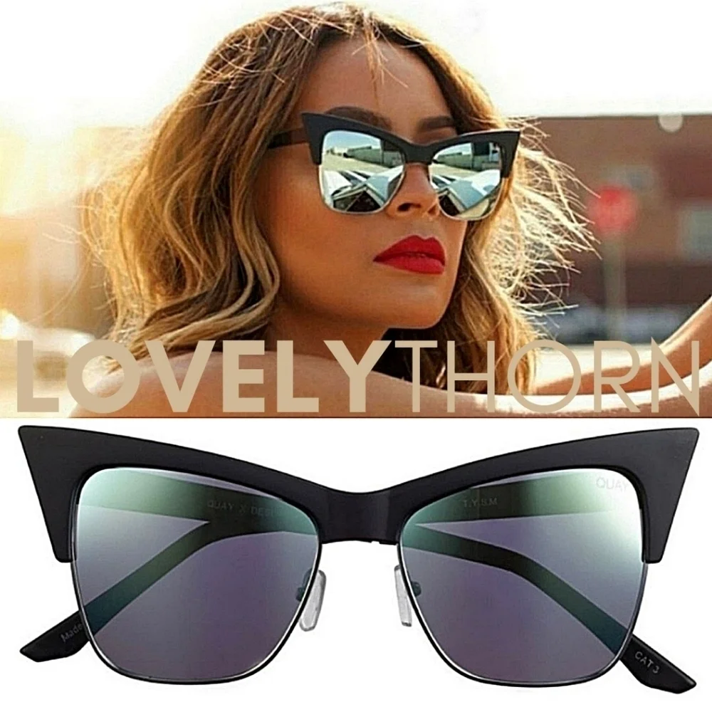 QUAY // ltd ed desi perkins collaboration retro-glam mint mirrored lens cateyes